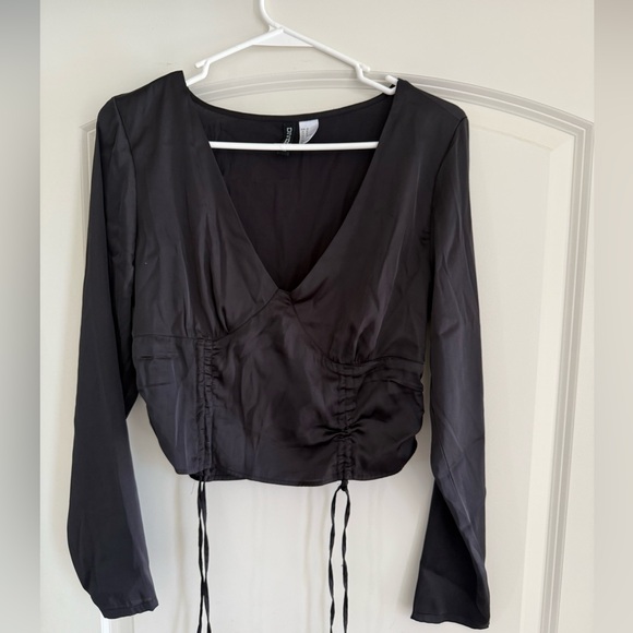 H&M Tops - Black Satin crop top H&M